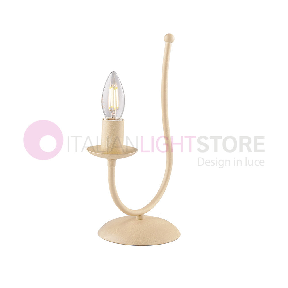 BAJA Lampada da comodino Candelabro Ferro Rustico Avorio decapè