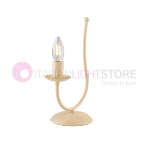 BAJA Lampada da comodino Candelabro Ferro Rustico Avorio decapè