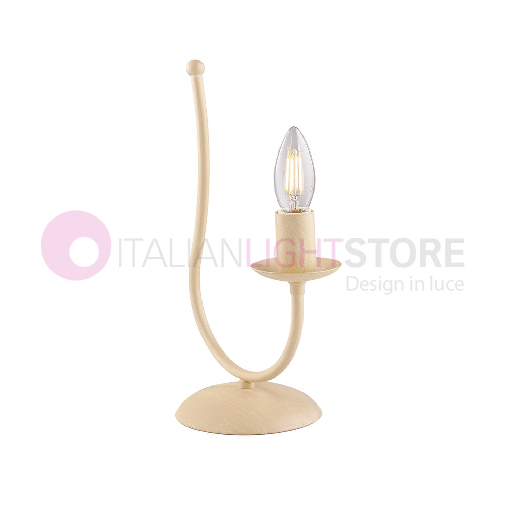 BAJA Lampada da comodino Candelabro Ferro Rustico Avorio decapè
