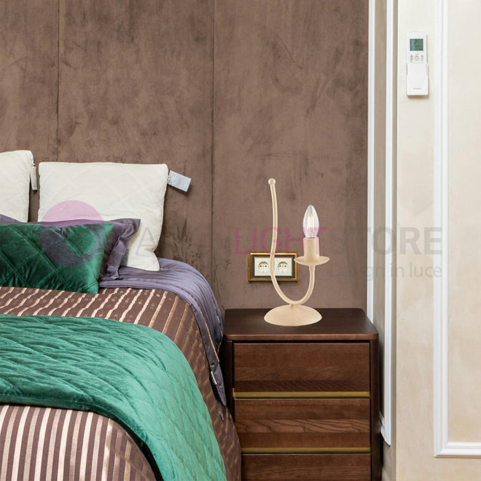 BAJA Lampada da comodino Candelabro Ferro Rustico Avorio decapè