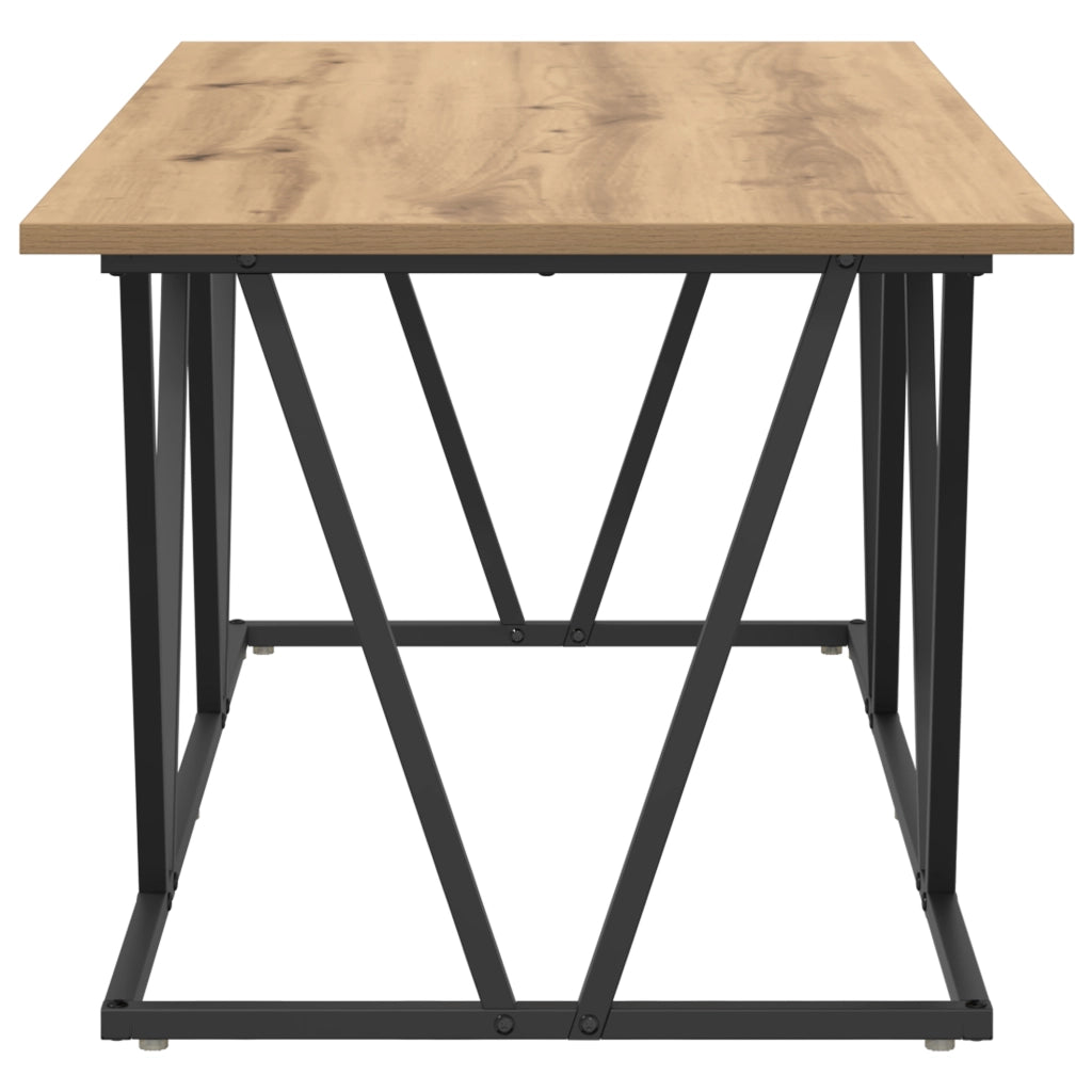 Tavolino da caffÃ¨  in rovere fatto a mano 100x50x40 cm in legno ingegnerizzato e metallo