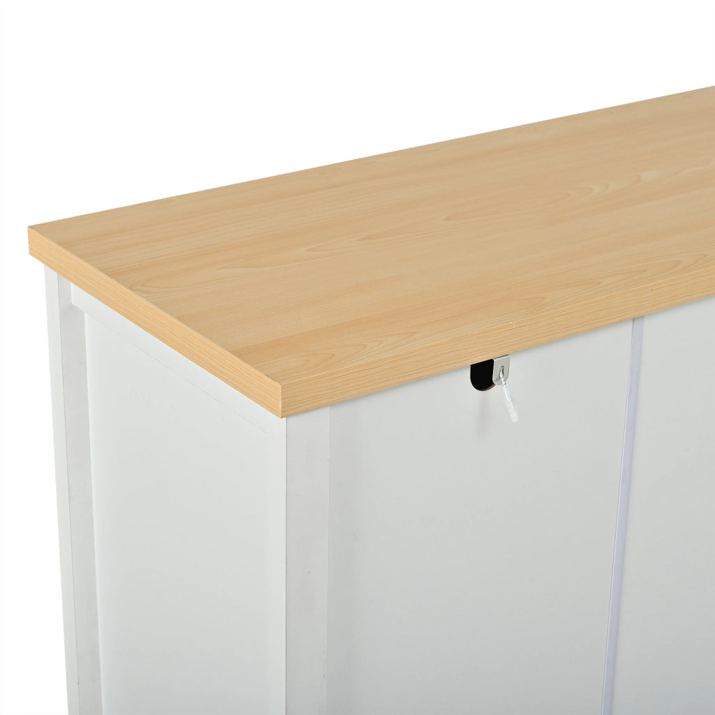 Credenza 140x40x78 cm con 4 ante e ripiani regolabili in MDF bianca