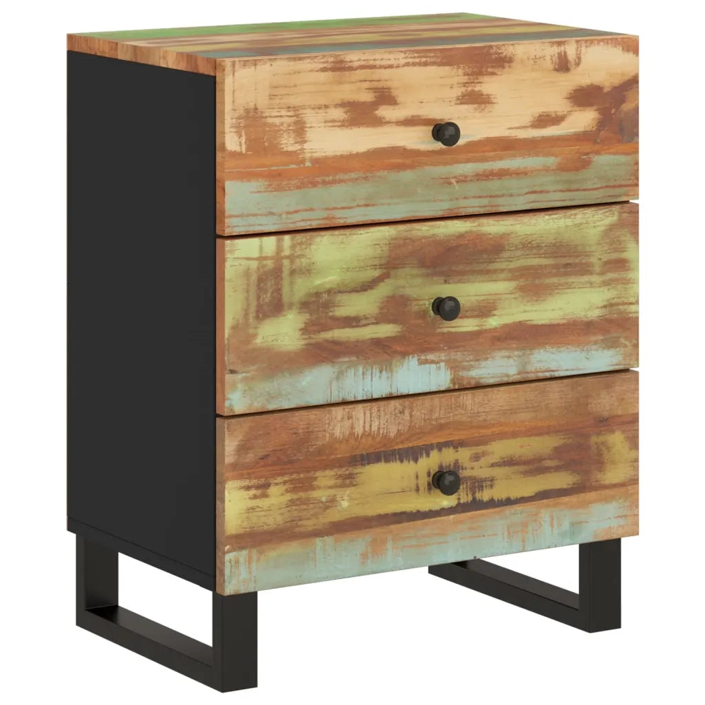 Comodino 50x33x62cm Legno Massello Recupero e Legno Multistrato 350662