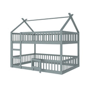 Letto a Castello 140x200 cm con Scala; Sponda Alta; Porta Apribile in Legno Grigio
