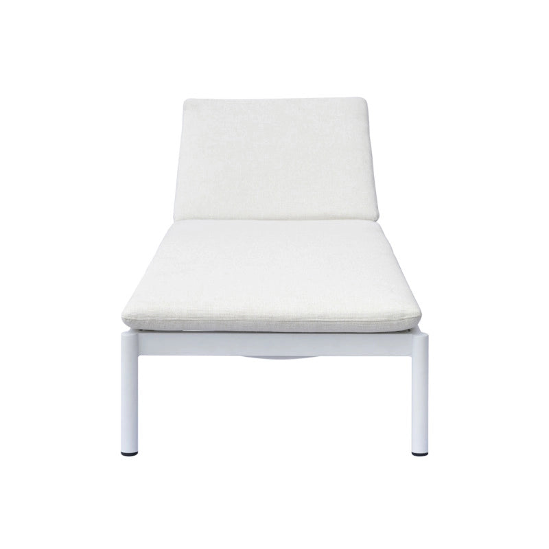 Lettino Porto Ceramica Vo Alluminio Bianco E Cuscino Idrorepellente Bianco Con Ruote Moia