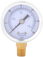 Manometro Portatile - Misura 0-30psi/0-2bar - Cassetta Metallica - Vistola 42mm - Adatto per Aria/Acqua/Olio
