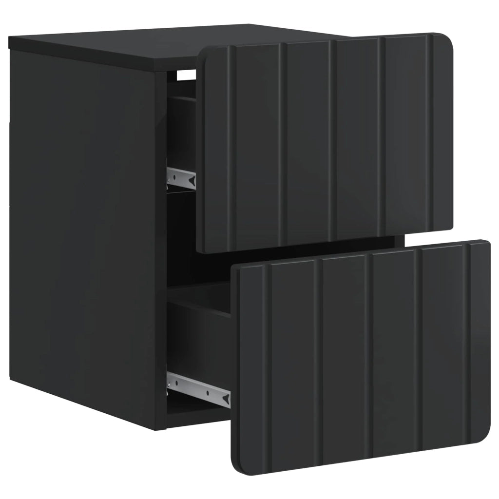 Set di 2 Comodini | Armadio da Notte | Mobiletto da notte a muro Nero 33 x 34,5 x 43 cm