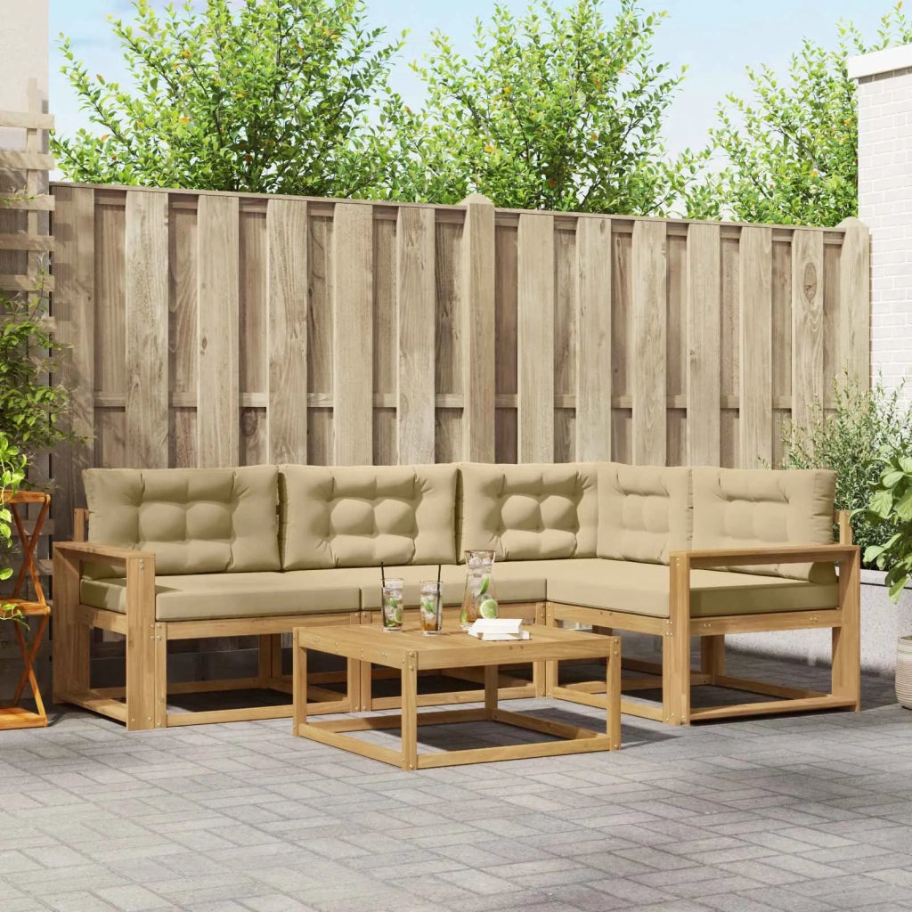 Set di divani da esterno 5 pcs Bianco e Beige 79 x 79 x 37 cm 3386417