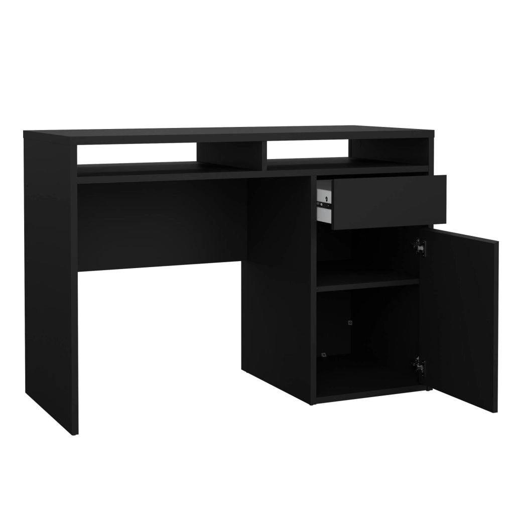 Scrivania Abbadu, Scrittoio multiuso, Tavolo per ufficio porta PC, Piano di lavoro, 110x48 h77 cm, Nero