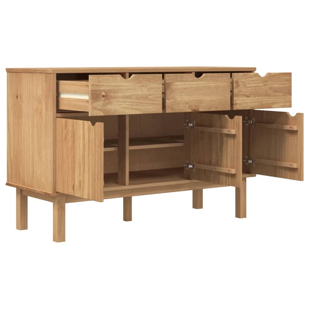 Buffet credenza cassettiera armadio mobile contenitore organizer per cucina soggiorno salotto 114 x 43 x 73,5 cm legno massello di pino marrone 02_0036183