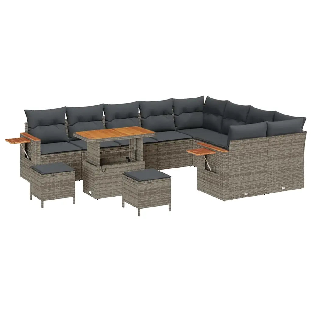 Set Divano da Giardino con cuscino 13 pcs Grigio polyrattan 3365168