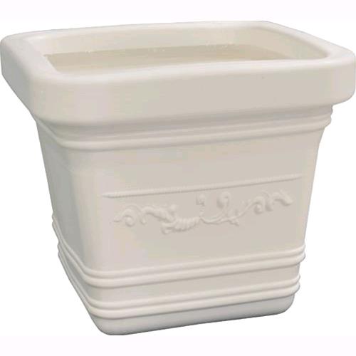 VASO in Resina QUADRO FESTONATO 40X40 cm BIANCO con DOPPIO BORDO