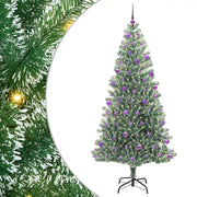 Albero di Natale Artificiale-Albero Natalizio Imbiancato con Luci LED 210 cm 236398