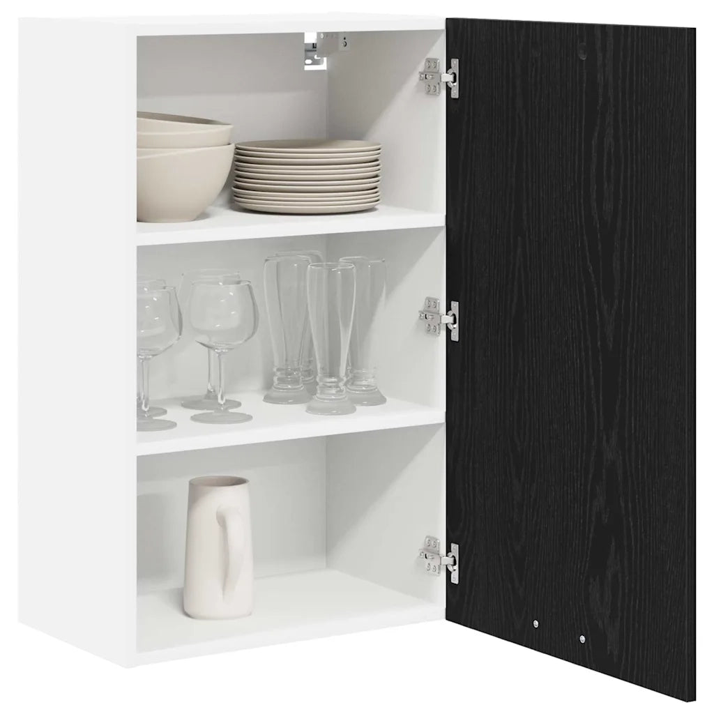 Armadio pensile con porta Rovere Nero e Bianco 50 x 31 x 80 cm