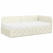 Letto singolo | Letto per adulti | Cornice del letto ad angolo Crema 90 x 200 cm Velluto
