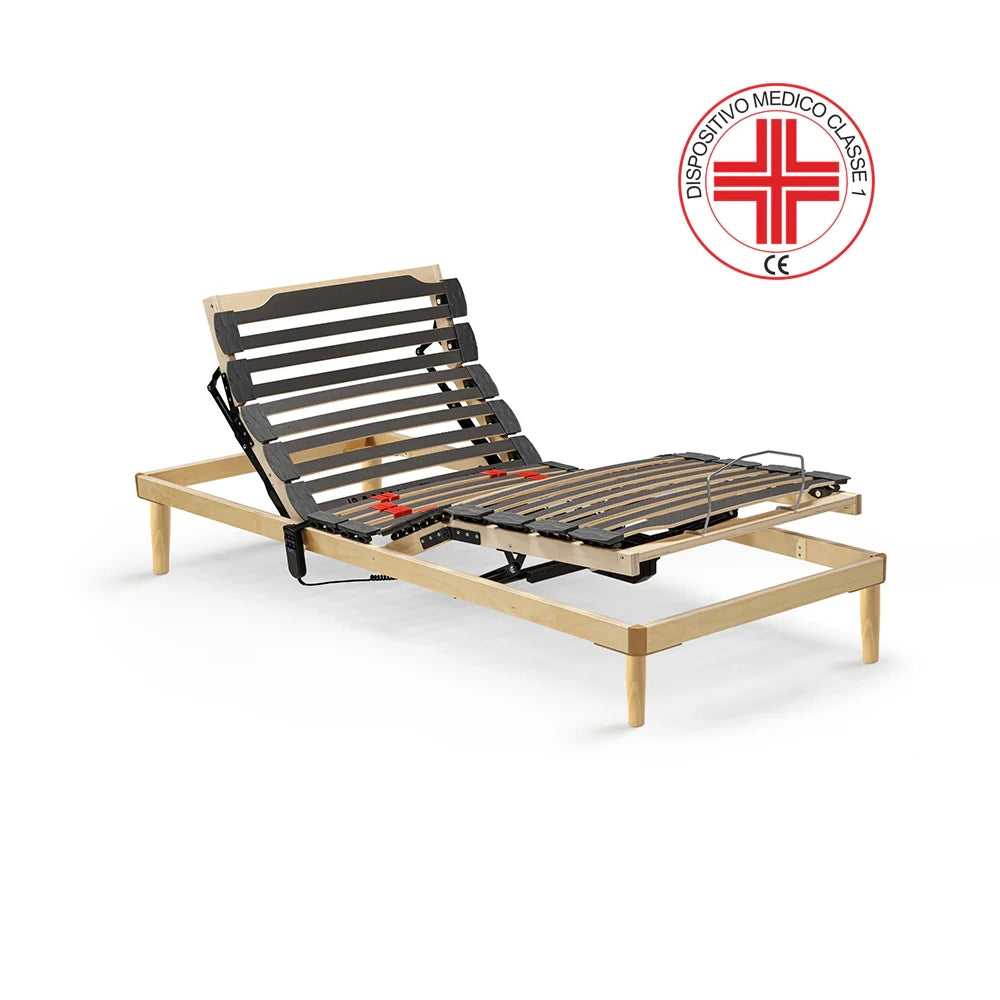 Rete Venus Elettrica 120X190 26 doghe anti cigolio, 3 snodi, movimento motorizzato di testiera e pediera, sospensioni SEBS, |100% MADE IN ITALY - DETRAIBILE 19%|
