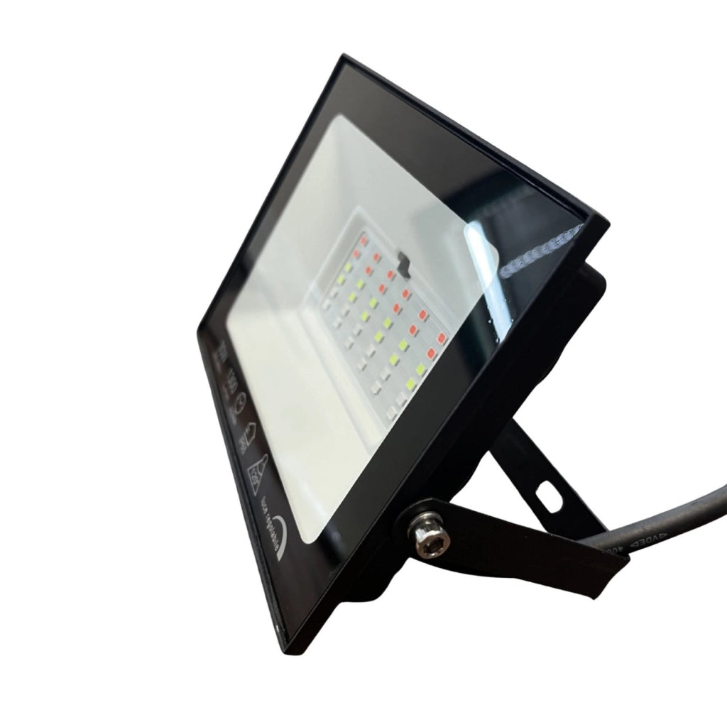 Faro Led Flood Slim RGB Con Telecomando 30W 1300 Lumen RGB AC 220V 50Hz Nero IP65