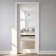 Blocco Porta Kenya Vetri Bianchi Trasparenti H204 x L73 Tavolo Ribs Spinta Sinistra