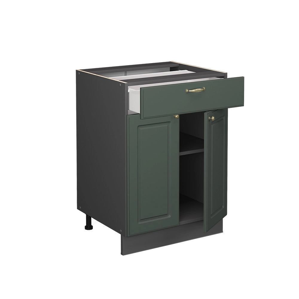 Mobiletto base per cucina Fame-Line Verde-oro rustico/Antracite 60 cm con cassetto, PL Antracite Vicco
