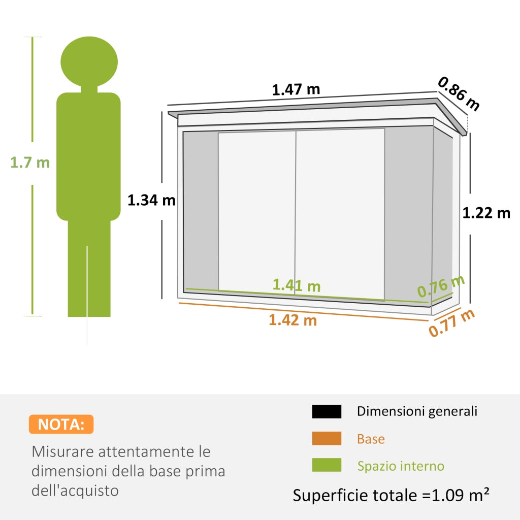 Casetta Giardino Acciaio Doppia Porta ¨C zephmum ¨C Nero Bianco 147x86x134