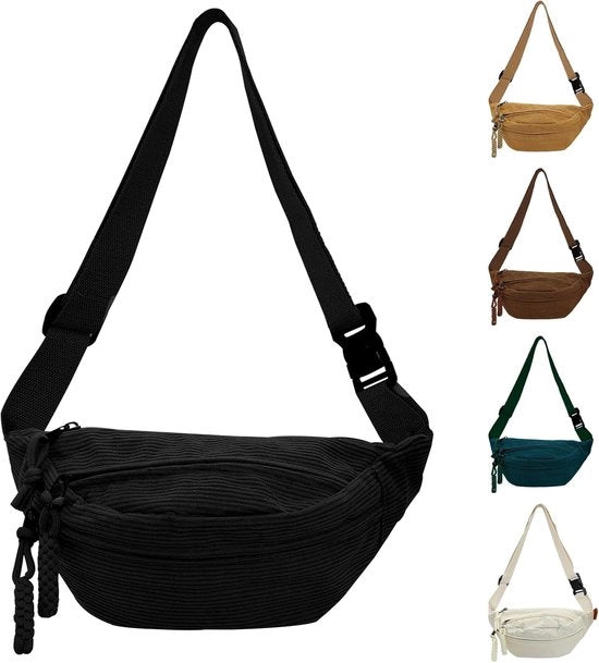 Borsa a Spalla in Corduroy per Donna - Borsa multifunzionale per Viaggio, Scuola e Tempo Libero