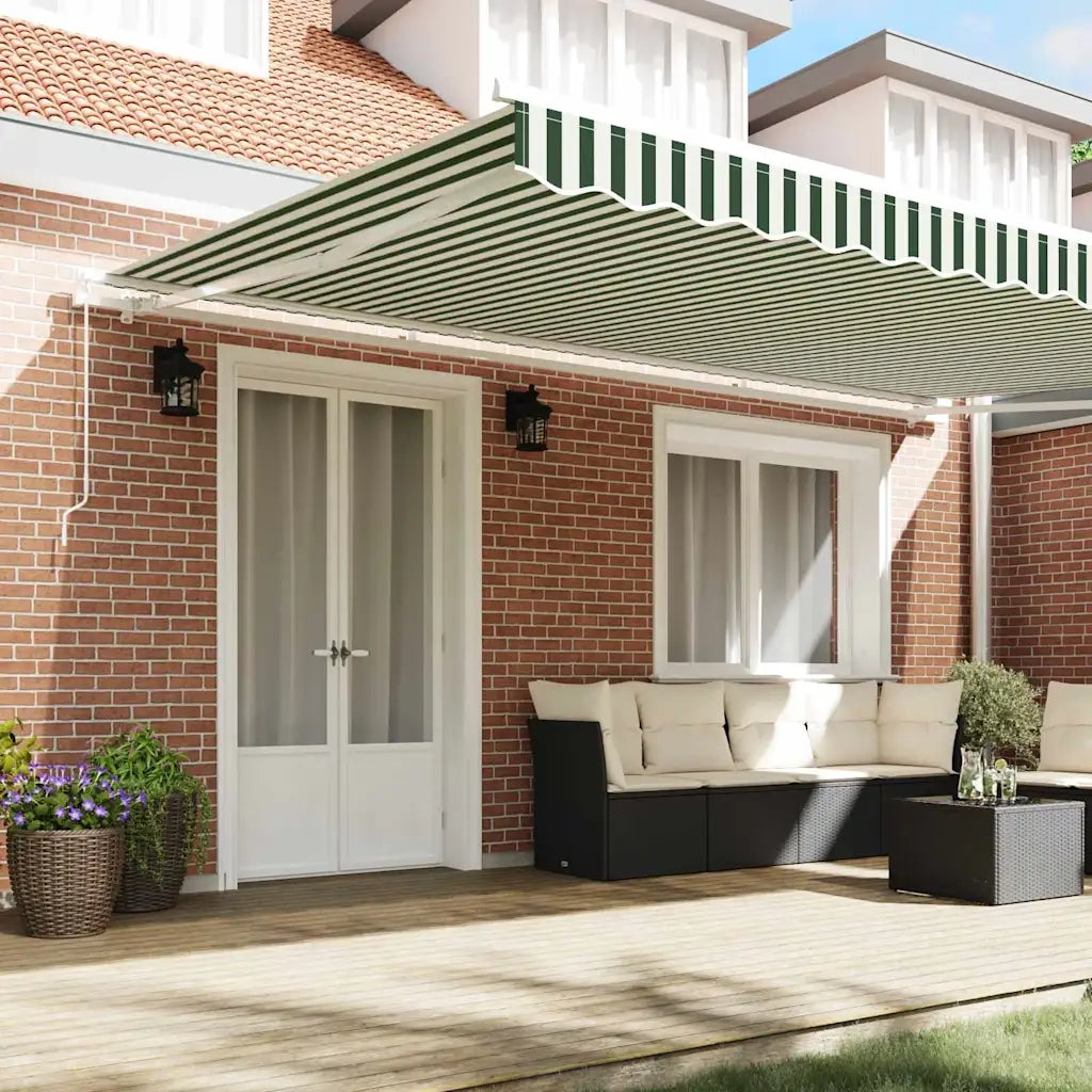 Tenda Retrattile Verde e Bianco 500 × 300 cm 3331459