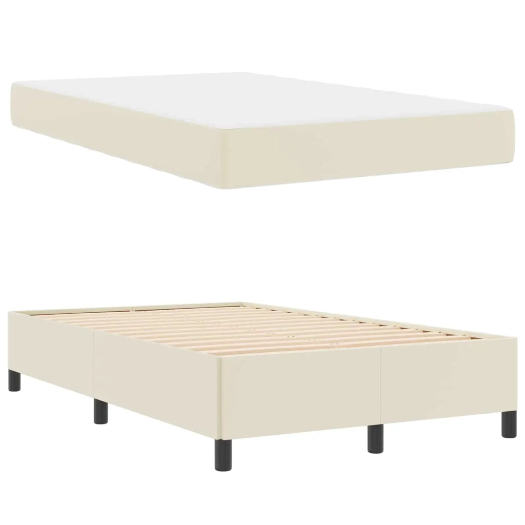 Struttura del letto con materasso Crema 120 x 200 cm Tessuto