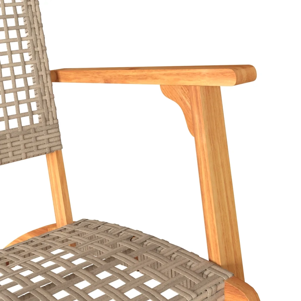 Set da Bistrot 3 pz | Set Salotto da Giardino Beige in Polyrattan e Legno Massello Acacia