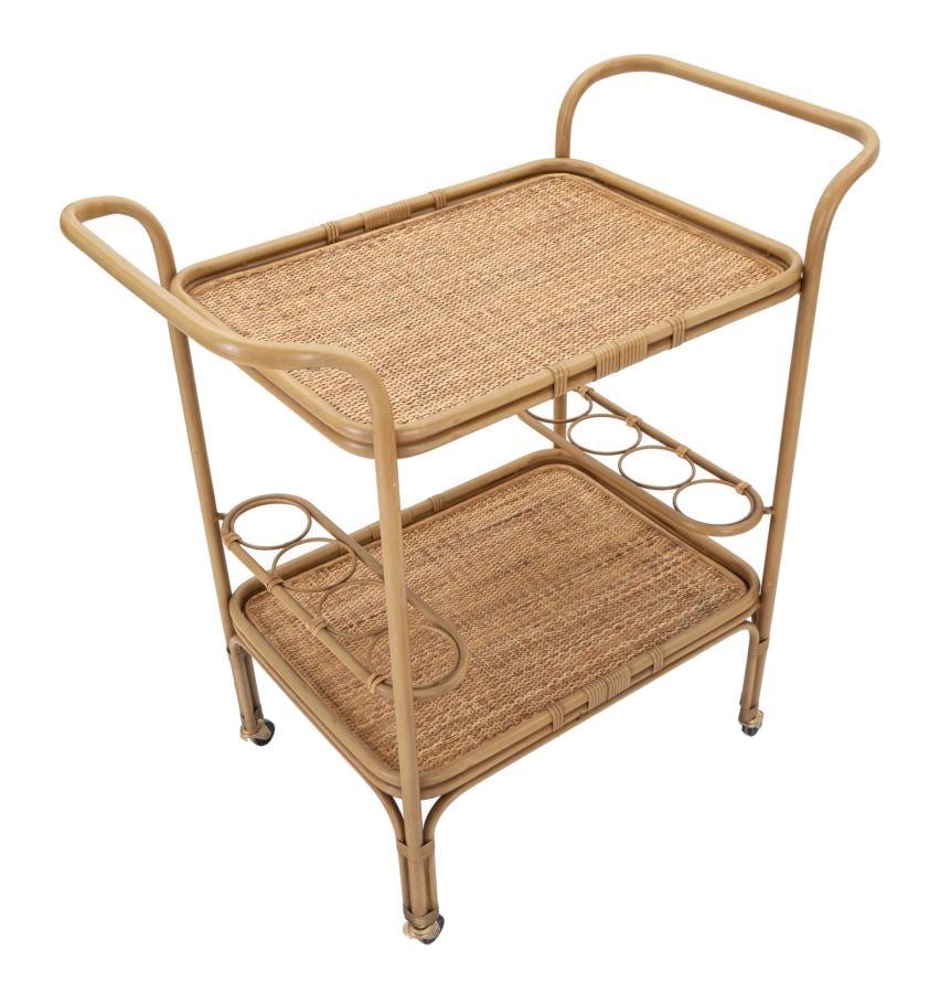 Carrello Panama 2 Ripiani 83x46x87,5 cm in Rattan