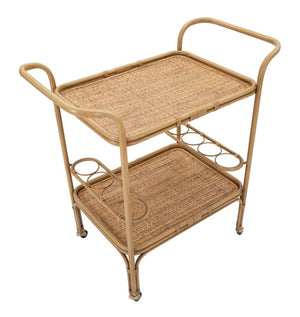 Carrello Panama 2 Ripiani 83x46x87,5 cm in Rattan