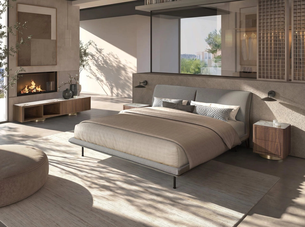 Letto in tessuto grigio scuro