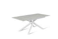 E-STYLO Tavolo allungabile con top cemento bianco in melaminico e base in metallo bianco, 90cm X 140/ 190cm H. 76cm.