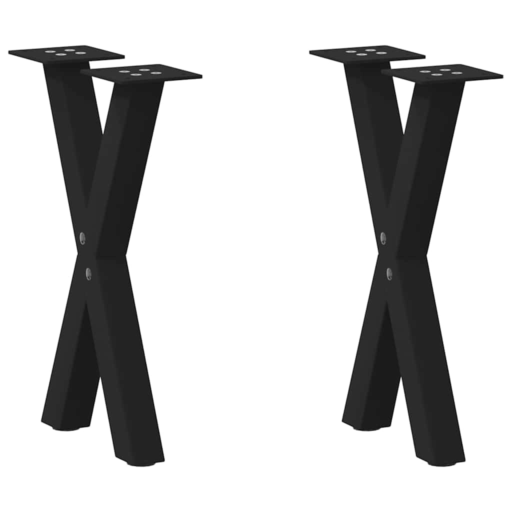 Set di 2 gambe per tavolino da caffè a forma di X con piedini regolabili 28 x 42 cm acciaio nero 02_0057163