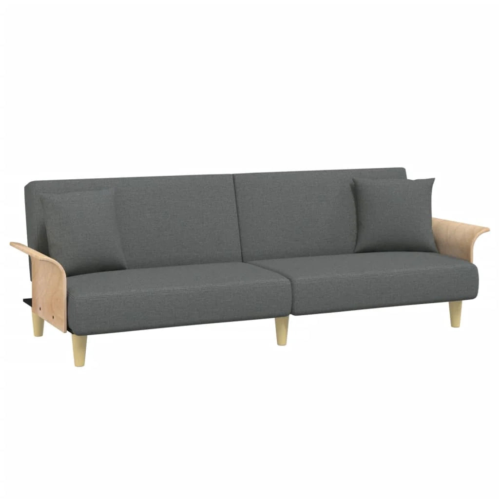 Divano letto con braccioli 224 x 89 x 70 cm tessuto grigio scuro 02_0019251