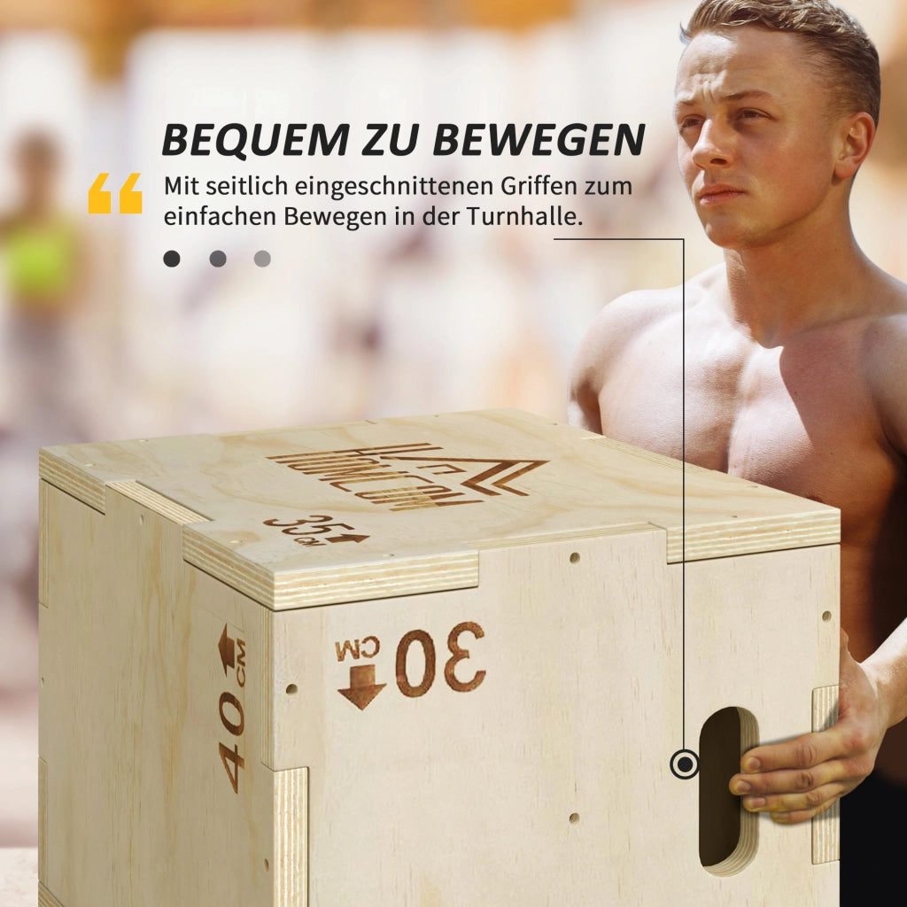 Box Plyometrico 3 in 1 ¨C Minimal ¨C Legno Naturale 40.5x35.5x30.5 cm