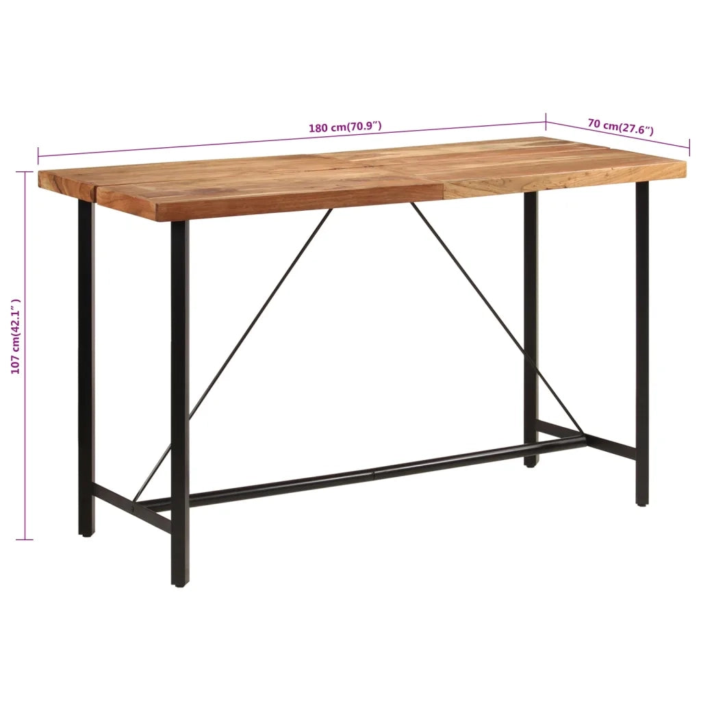 Tavolino da Bar 180x70x107 cm Legno Massello di Acacia e Ferro 356378