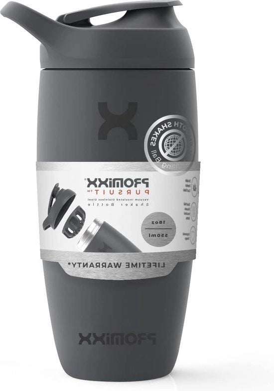 Bicchiere di Proteine Premium per Shakes di Aumento - Facile da Pulire Bicchiere di Acciaio Inossidabile (550ml/18oz Grigio Grafite)