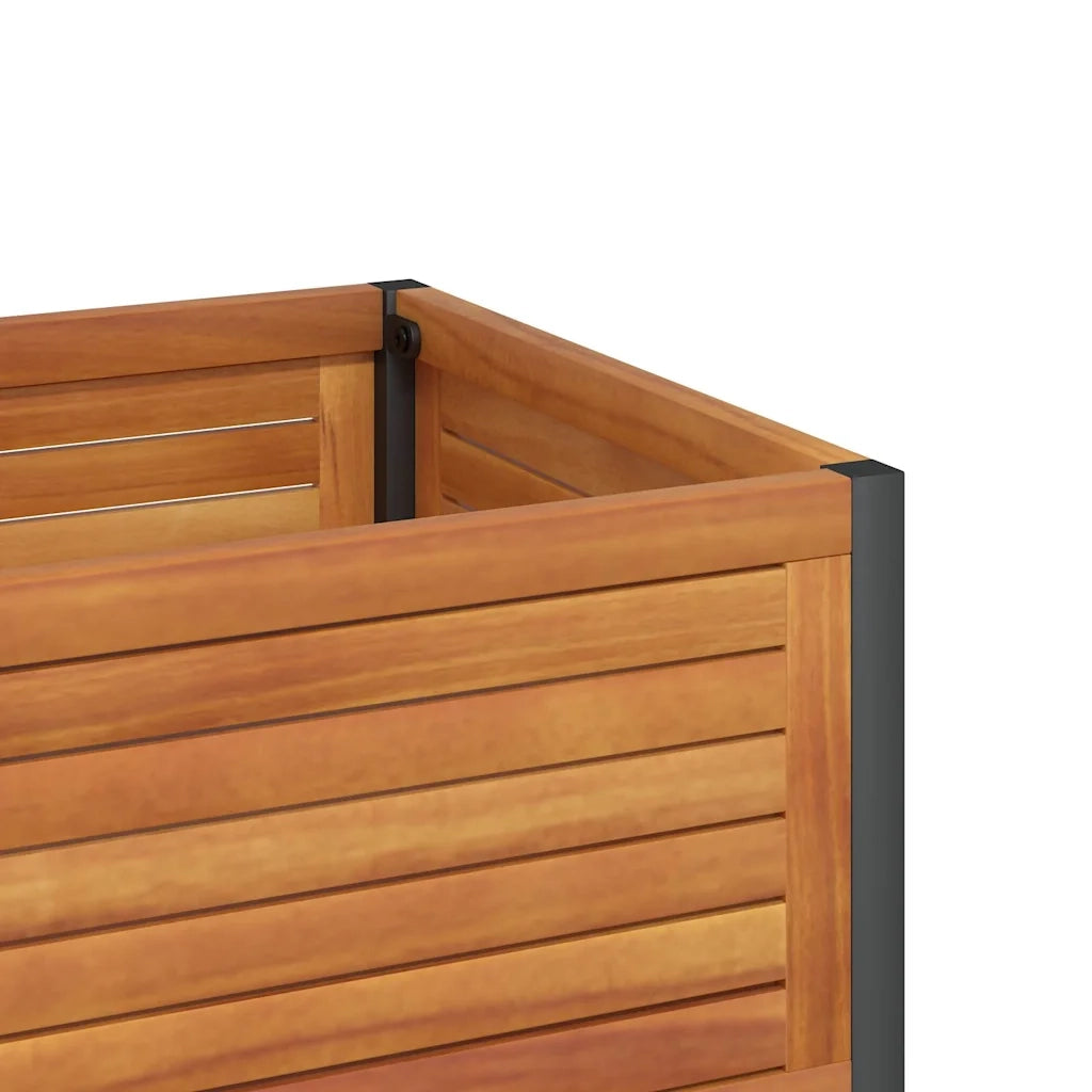 Fioriera | Cassetta per fiori | Vaso con Ripiano 80x45x80 cm in Legno Acacia e Acciaio