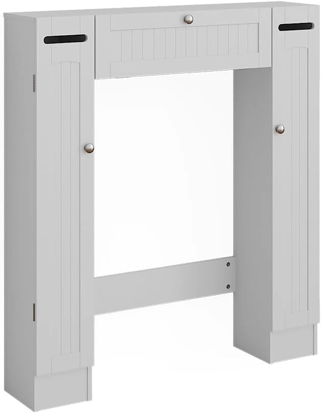 Armadietto per toilette Bianco, Grigio, 89 x 99 cm con 2 distributori di carta igienica, per montaggio a parete sopra il WC con sistema di erogazione integrato