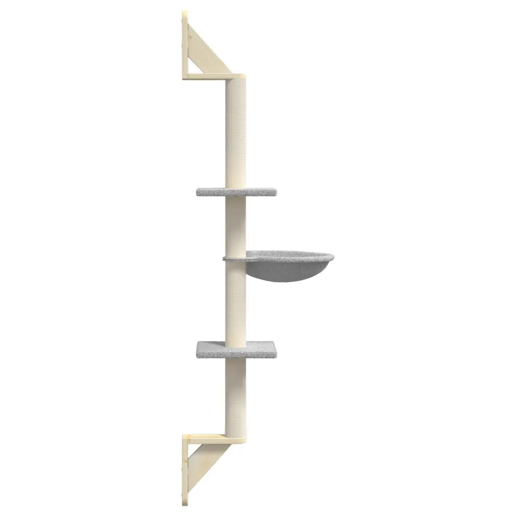 Albero per Gatti con Tiragraffi a Parete Grigio Chiaro 142,5 cm 172396