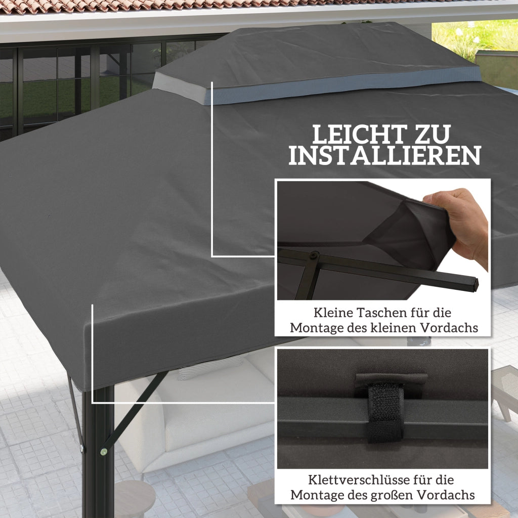 Copertura per Gazebo 3x4 m ¨C Zephmum ¨C Polyester Grigio Scuro UPF30+
