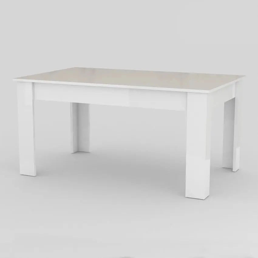 Tavolo Allungabile JESI 140, Design Moderno, Colore Bianco Lucido
