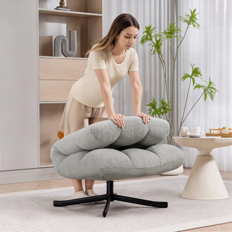 POLTRONA Girevole 75 cm Chenille Grigio Chiaro
