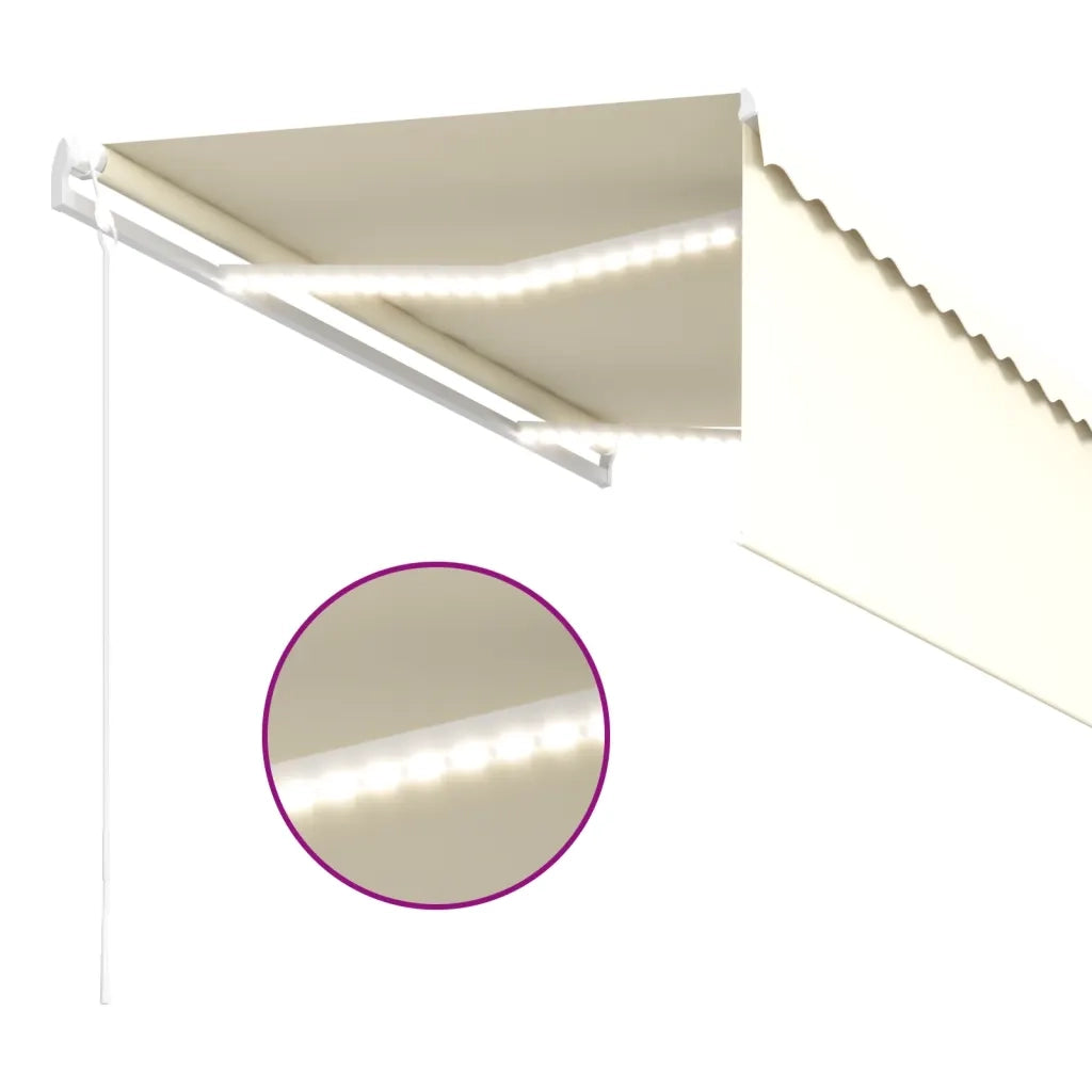 Tenda Automatica Parasole LED Sensore Vento 3,5x2,5cm Crema 3069292