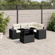 Set Divani da Giardino 5 pz con Cuscini in Polyrattan Nero 3269136