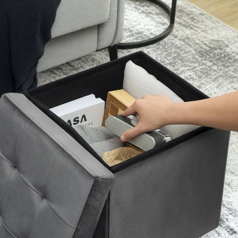 POUF Contenitore Pieghevole 38x38x38 cm Grigio in poliestere