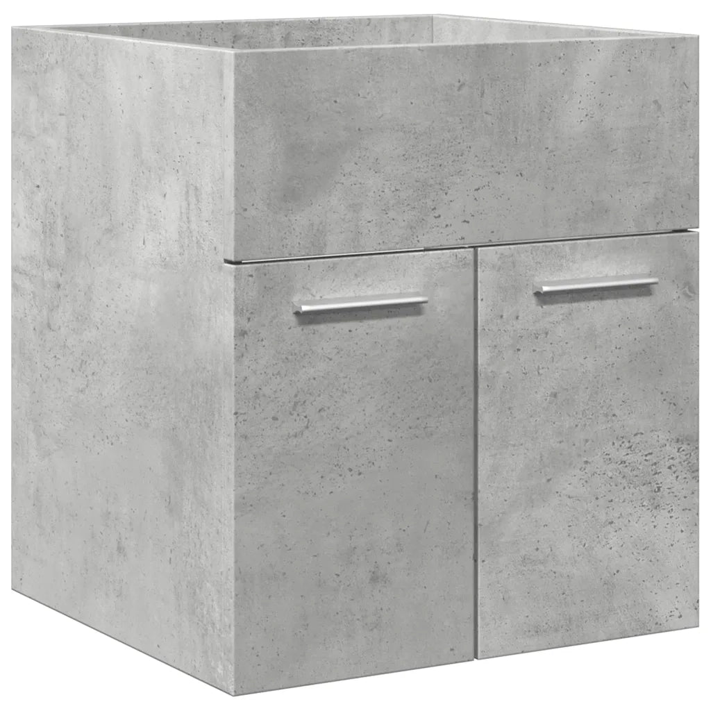 Set Mobili da Bagno 4 pz Grigio Cemento in Legno Multistrato