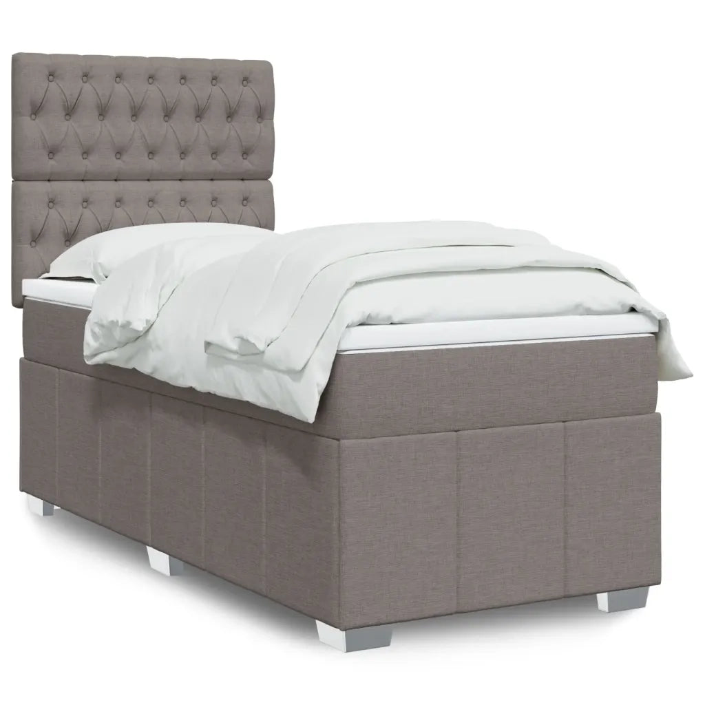 vidaXL Giroletto a Molle con Materasso Tortora 100x200 cm in Tessuto