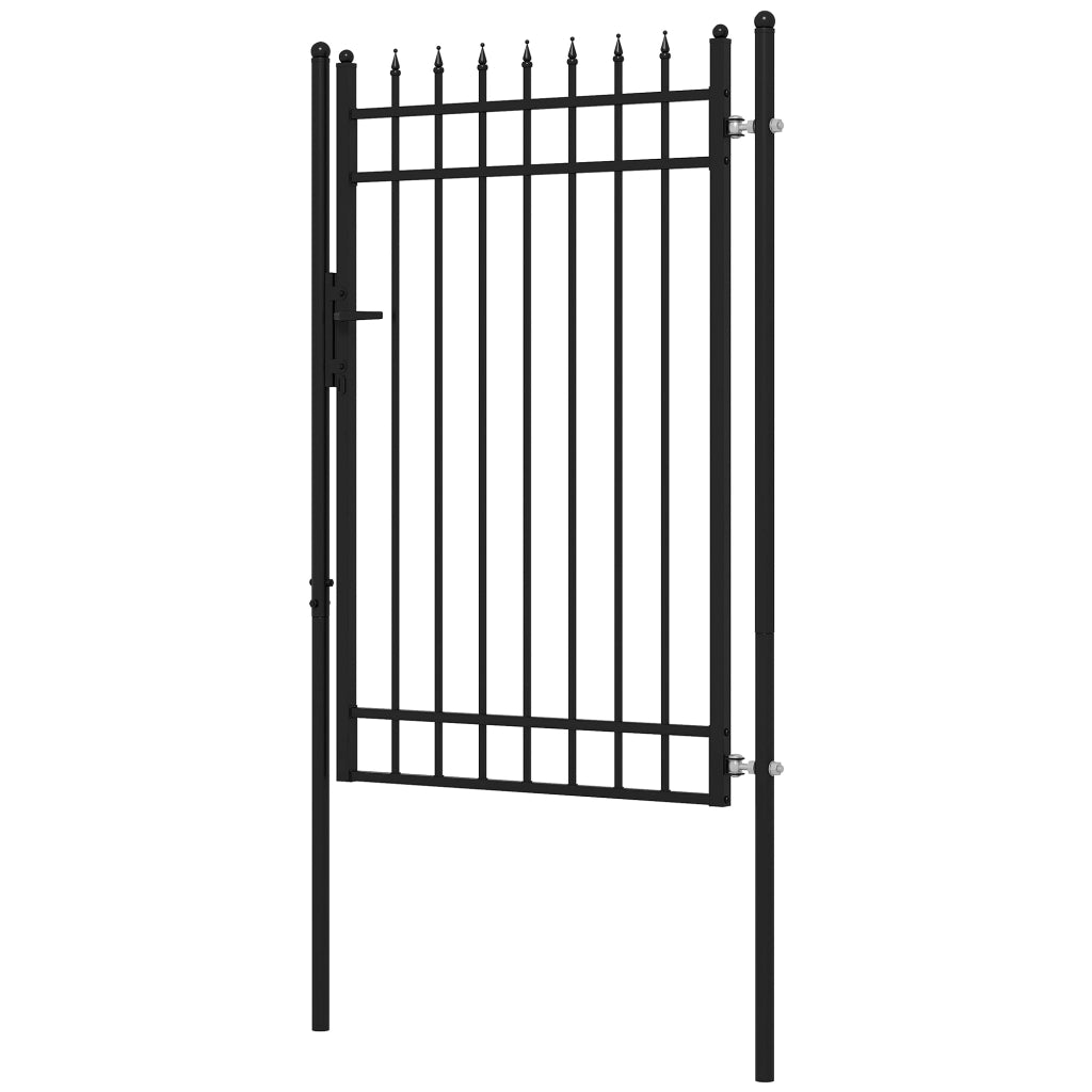 Cancelletto di Sicurezza con Serratura. 3 Chiavi e 2 Paletti. in Acciaio Zincato. 107x204 cm. Nero