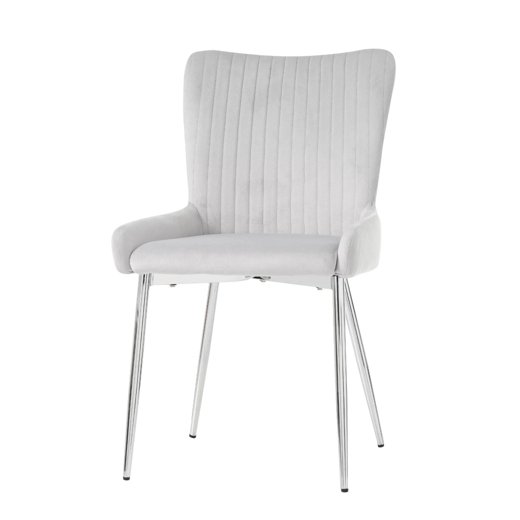 Sedia da pranzo Set da 2 con Schienale Ergonomico e Gambe in Metallo, in Velluto, Grigio